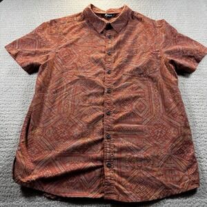 Sherpa Adventure Gear Men's Short Sleeve Large‎ Button Down Orange Pattern